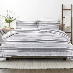 Kirklands Home Gray Soft Striped 3-pc. King Duvet Cover Set
