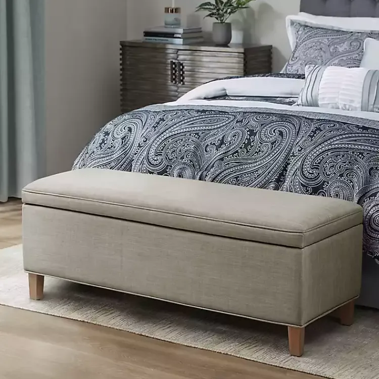 Kirklands Home Soft-Close Storage Bench Gray New