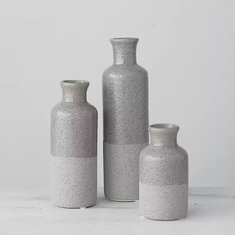 Vases>Kirklands Home Speckled Vases, Set of 3 Gray
