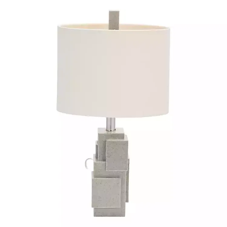 Kirklands Home Gray Stacked Blocks Table Lamp Ivory Hot