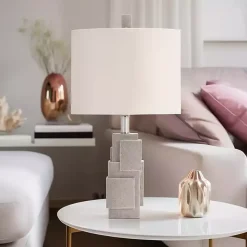 Kirklands Home Gray Stacked Blocks Table Lamp Ivory Hot