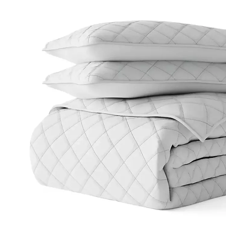 Kirklands Home Stitched Diamond 2-pc. Twin Quilt Set Gray New