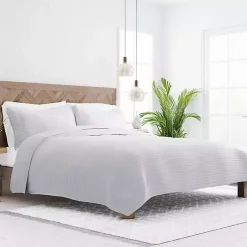 Kirklands Home Stitched Stripes 3-pc. Queen Quilt Set Gray Hot