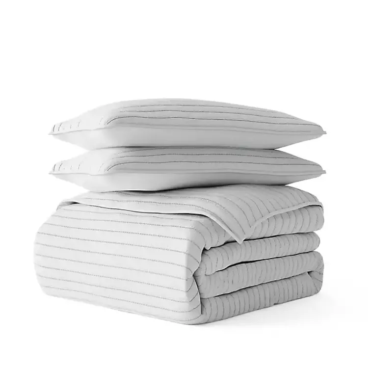 Kirklands Home Stitched Stripes 3-pc. Queen Quilt Set Gray Hot