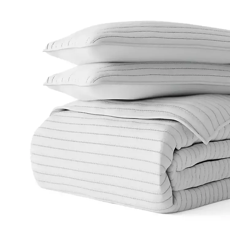 Kirklands Home Stitched Stripes 3-pc. Queen Quilt Set Gray Hot