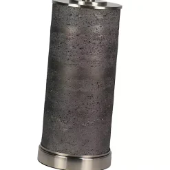 Kirklands Home Stone and Steel Cylinder Table Lamp Gray New