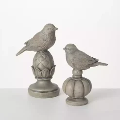 Statues & Figurines>Kirklands Home Stone Bird Finial Figurines, Set of 2 Gray