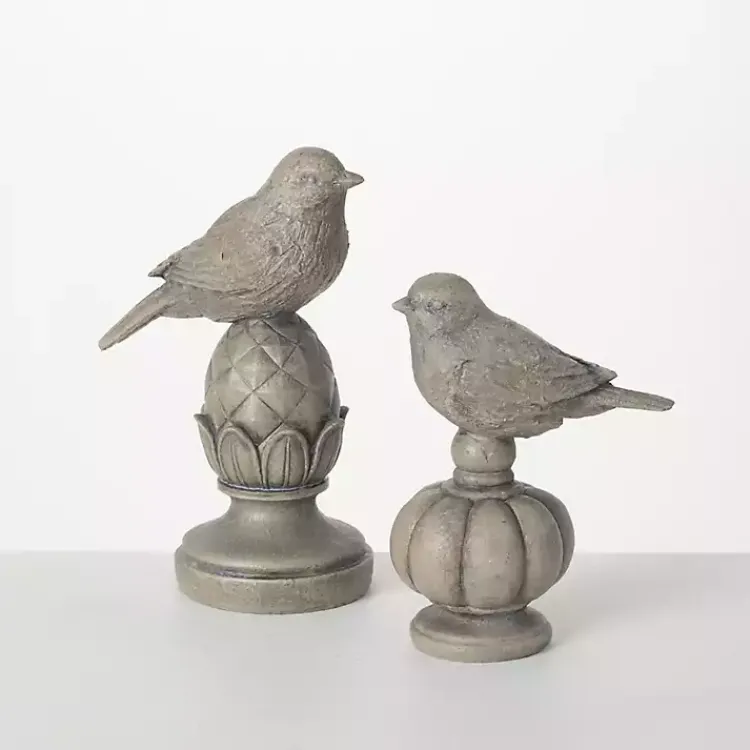 Statues & Figurines>Kirklands Home Stone Bird Finial Figurines, Set of 2 Gray