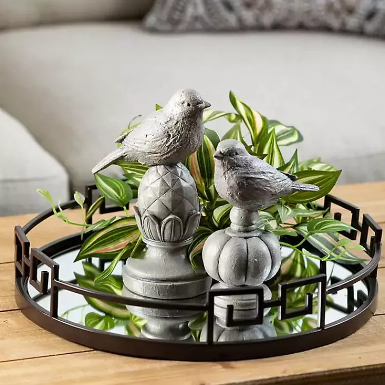 Statues & Figurines>Kirklands Home Stone Bird Finial Figurines, Set of 2 Gray
