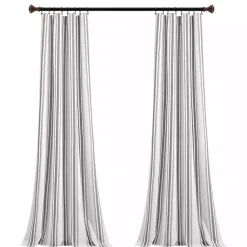 Kirklands Home Stripe Farmhouse Curtain Panel Set, 95 in. Gray Sale