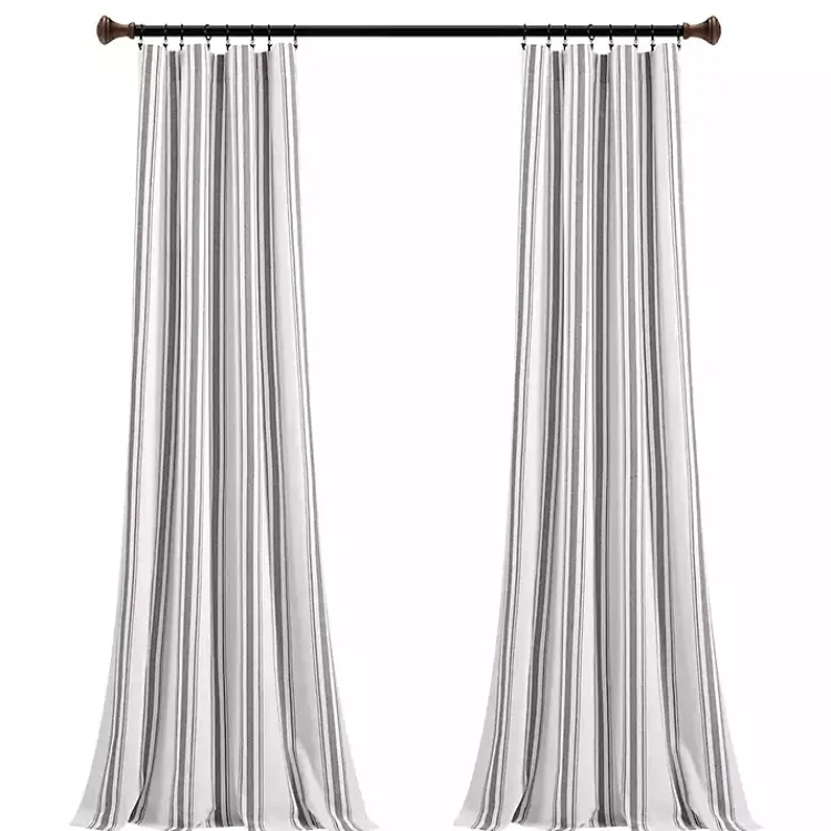 Kirklands Home Stripe Farmhouse Curtain Panel Set, 95 in. Gray Sale