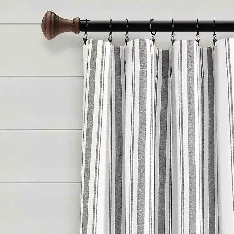Kirklands Home Stripe Farmhouse Curtain Panel Set, 95 in. Gray Sale