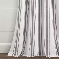 Kirklands Home Stripe Farmhouse Curtain Panel Set, 95 in. Gray Sale