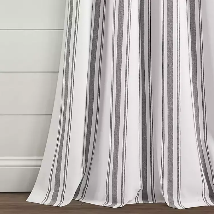 Kirklands Home Stripe Farmhouse Curtain Panel Set, 95 in. Gray Sale