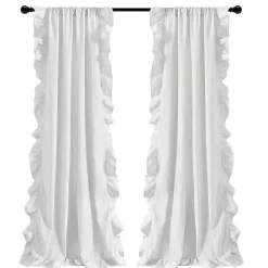 Kirklands Home Gray Stripe Ruffled Curtain Panel Set, 84 in.