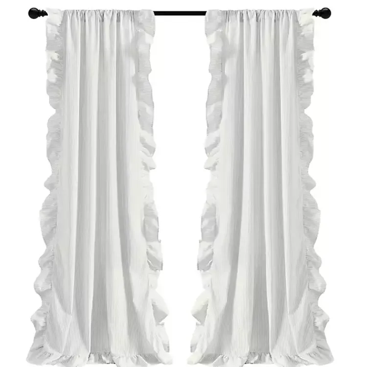 Kirklands Home Gray Stripe Ruffled Curtain Panel Set, 84 in.
