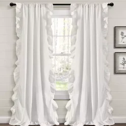 Kirklands Home Gray Stripe Ruffled Curtain Panel Set, 84 in.