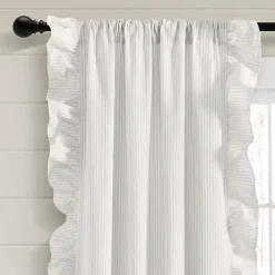 Kirklands Home Gray Stripe Ruffled Curtain Panel Set, 84 in.