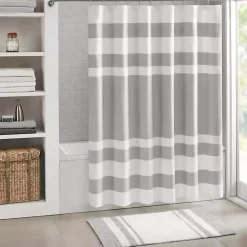 Kirklands Home Stripe Waffle Weave Shower Curtain Gray Sale