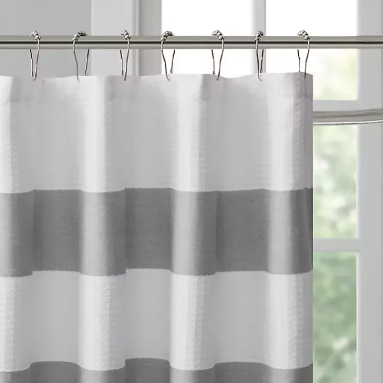 Kirklands Home Stripe Waffle Weave Shower Curtain Gray Sale