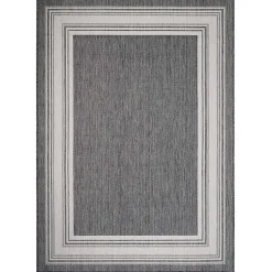 Kirklands Home Gray Striped Border Outdoor Area Rug, 7x9 Hot
