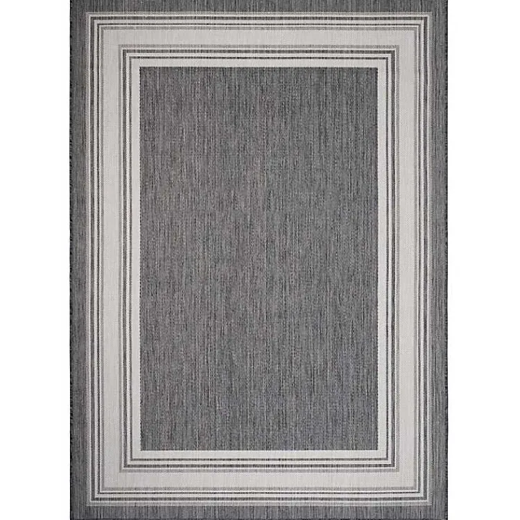 Kirklands Home Gray Striped Border Outdoor Area Rug, 7x9 Hot