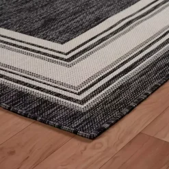 Kirklands Home Gray Striped Border Outdoor Area Rug, 7x9 Hot