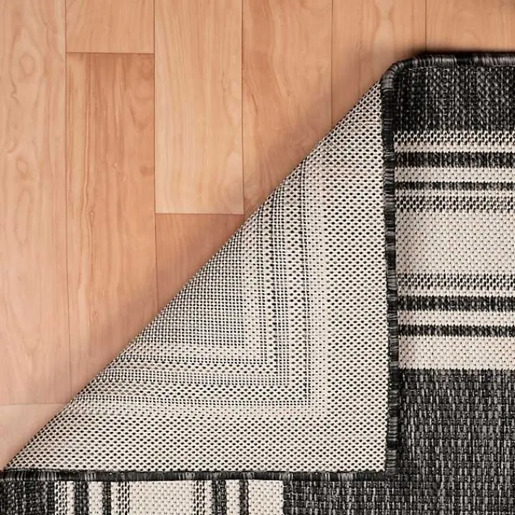 Kirklands Home Gray Striped Border Outdoor Area Rug, 7x9 Hot