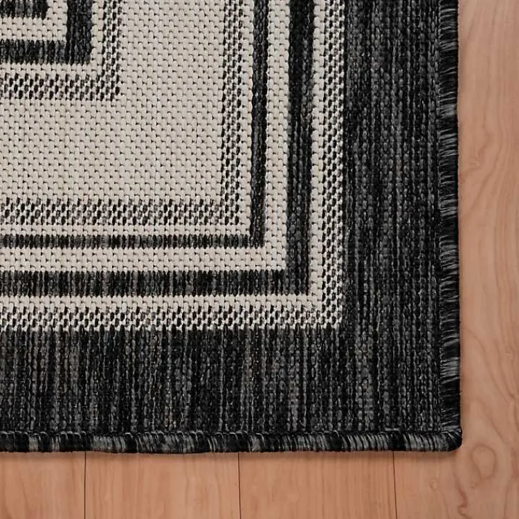 Kirklands Home Gray Striped Border Outdoor Area Rug, 7x9 Hot