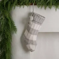 Christmas Stockings & Stocking Holders>Kirklands Home Striped Knit Christmas Stocking Gray