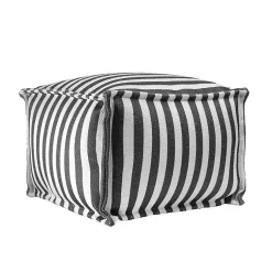 Kirklands Home Striped Outdoor Pouf Gray Best