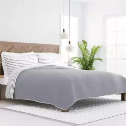 Kirklands Home Gray Striped Reversible 2-pc. Twin Quilt Set New