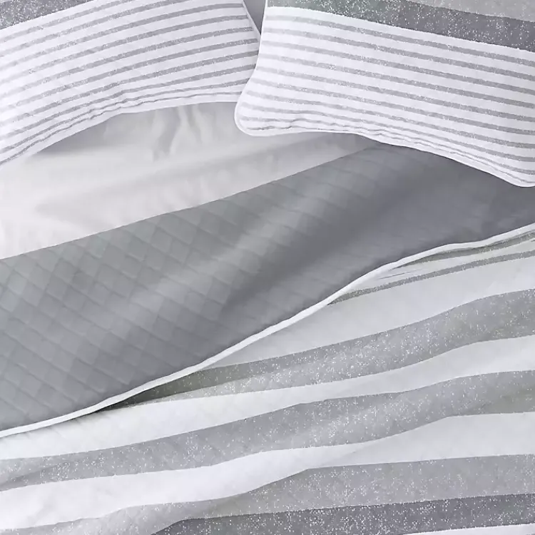Kirklands Home Gray Striped Reversible 2-pc. Twin Quilt Set New