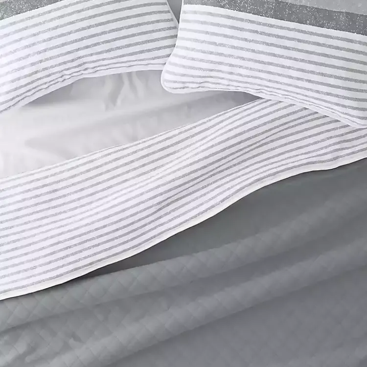 Kirklands Home Gray Striped Reversible 2-pc. Twin Quilt Set New