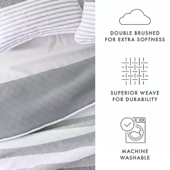 Kirklands Home Gray Striped Reversible 2-pc. Twin Quilt Set New