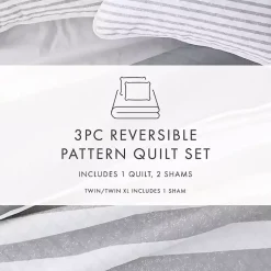 Kirklands Home Gray Striped Reversible 3-pc. King Quilt Set Discount