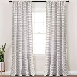 Kirklands Home Gray Striped Tassel Curtain Panel Set, 84 in. Discount