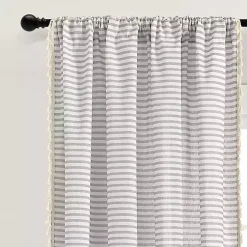 Kirklands Home Gray Striped Tassel Curtain Panel Set, 84 in. Discount