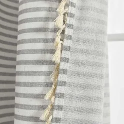 Kirklands Home Gray Striped Tassel Curtain Panel Set, 84 in. Discount