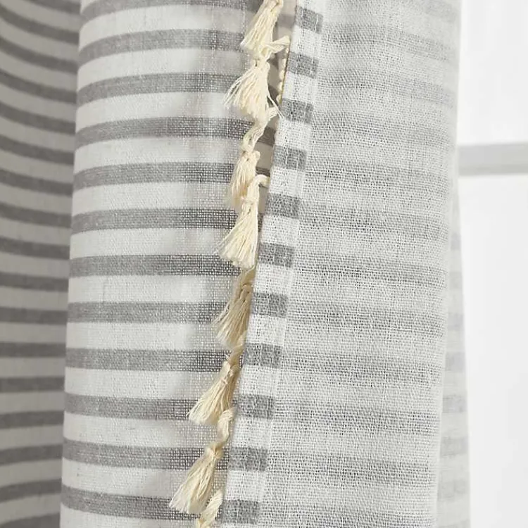 Kirklands Home Gray Striped Tassel Curtain Panel Set, 84 in. Discount