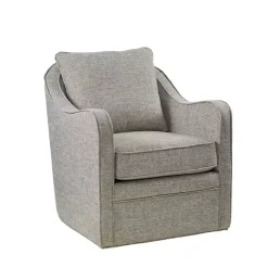 Kirklands Home Swivel Upholstered Wide Seat Accent Chair Gray