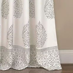 Kirklands Home Gray Teardrop Leaves Curtain Panel Set, 84 in. Hot