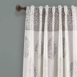 Kirklands Home Gray Teardrop Leaves Curtain Panel Set, 95 in. Online