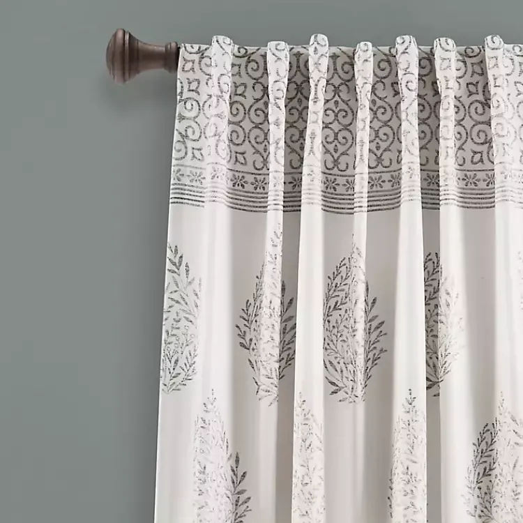Kirklands Home Gray Teardrop Leaves Curtain Panel Set, 95 in. Online