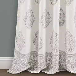 Kirklands Home Gray Teardrop Leaves Curtain Panel Set, 95 in. Online