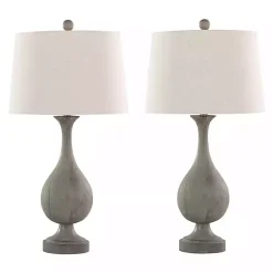 Kirklands Home Gray Teardrop Table Lamps, Set of 2 White Outlet