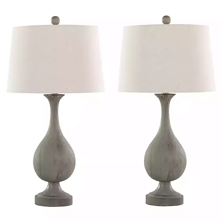 Kirklands Home Gray Teardrop Table Lamps, Set of 2 White Outlet