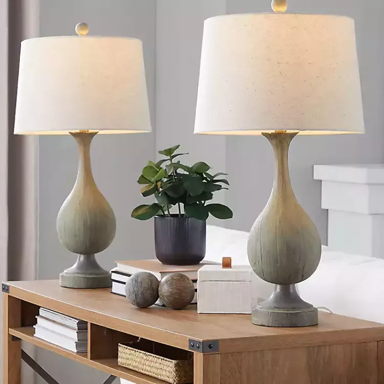 Kirklands Home Gray Teardrop Table Lamps, Set of 2 White Outlet