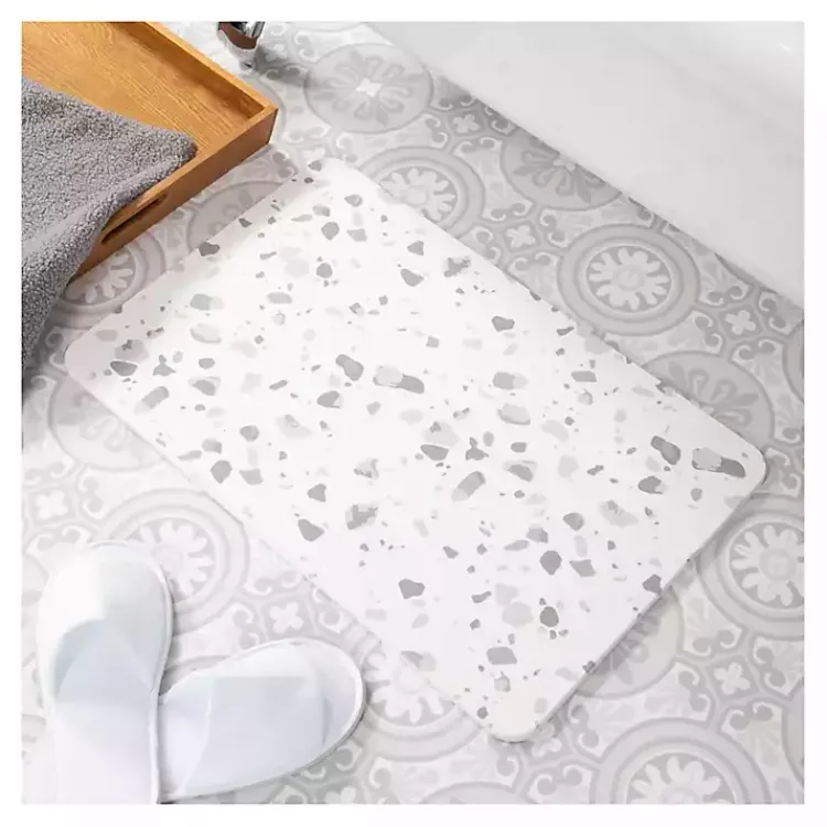 Kirklands Home Gray Terrazzo Stone Bath Mat Hot