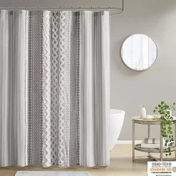 Kirklands Home Textured Chenille Shower Curtain Gray Sale